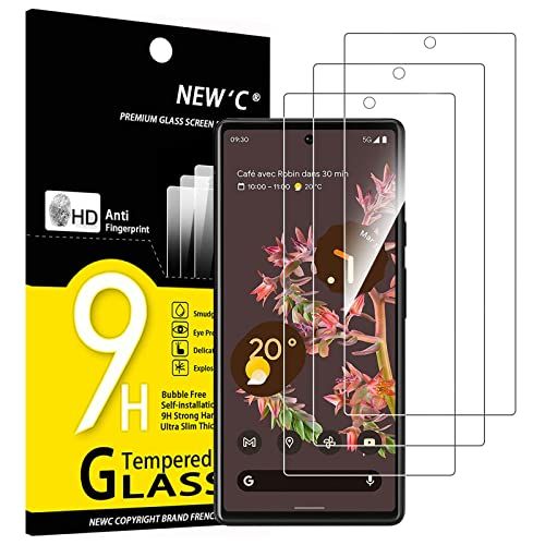 NEW'C 3 Stuks, Screen Protector voor Google Pixel 6, Gehard Glass Schermbeschermer Film 0.33 mm ultra transparant, ultra resistent
