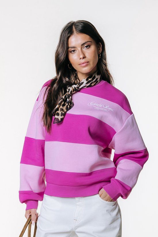 Colourful Rebel - Cut&Sew Dropped Shoulder Sweat - Dames - Sweaters - M - Roze