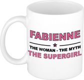 Bellatio Decorations naam cadeau mok - Fabienne - Woman Myth Supergirl - koffiemok - 300 ml - collega - moederdag