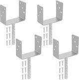 KOTARBAU® 4 st Paalhouder Beton, Verzinkt Staal, 141 mm, Zilver