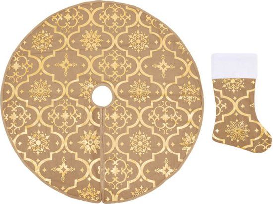 vidaXL Kerstboomrok - luxe - met - sok - 90 - cm - stof - geel