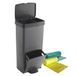 WELL HOME MOBILIARIO & DECORACIÓN Vuilnisemmer 70 l, verticaal, 2 vakken, afvalemmer, 76 cm, inclusief bijpassende vuilniszakken, 30 + 40 l, grijs