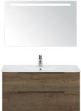 BES LED Seville Badmeubelset 100 cm - Tabacco Edge Greep - Wastafel Enjoy met Sence Spiegel