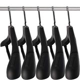 SAN RONG Plastic extra brede pakhangers, pak van 15, breedte: 45 cm, inkeping schouders en draaibare haken, zwart