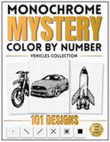 Monochrome Mystery Color by Number Vehicles Collection