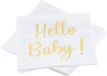 Chaks Baby kraamfeest/geboorte servetten - Hello Baby! - 20x - wit/goud - babyshower - 33 cm