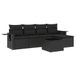 vidaXL Loungeset met kussens, polyrattan, zwart