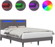 vidaXL Bedframe met LED-stripverlichting Grijs 160 x 200 cm Kunstleer