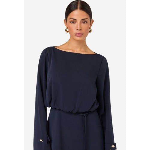 IBANA midi jurk met ceintuur - blauw