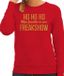 Bellatio Decorations Foute kersttrui/sweater voor dames - Hohoho freak show - rood - glitter goud XS