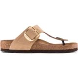 Birkenstock Gizeh Big Buckle Sandales en Cuir Nubuck Marron pour Femme (Coupe Étroite)