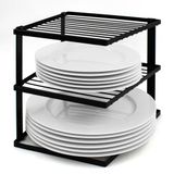 Joeji's Kitchen Anti-Wankel Platenrek voor Keukenkast Opslag - Hoek Platenrek Kastplank Organizer 25x25x19cm - Zwart