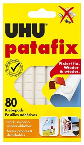 UHU Patafix, verwijderbare en herbruikbare kleefpads, wit, 80 stuks