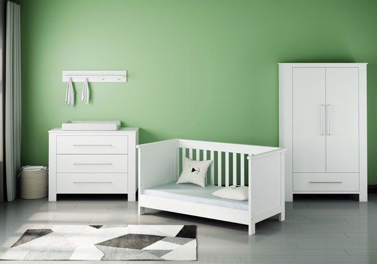 Cabino Born Lucky Noel Meegroei Babykamer 3 Delig Compleet – Baby bed 70x140 cm – Commode – Kast – Wit