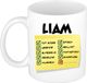 Bellatio Decorations Naam mok Liam - wit - top gozer - keramiek - 300 ml - cadeau collega beker
