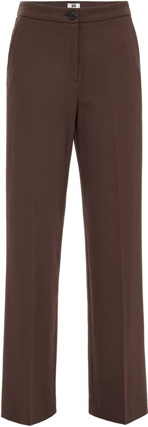 WE Fashion Dames wide leg pantalon met stretch - Dark brown - Maat S (38)