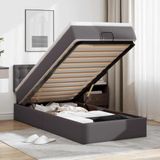 vidaXL Ottoman bed with mattresses and LEDs 90x200cm faux leather grey