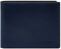 FOSSIL Derrick Bifold With Flip ID Portemonnee Leer Insignia Blue