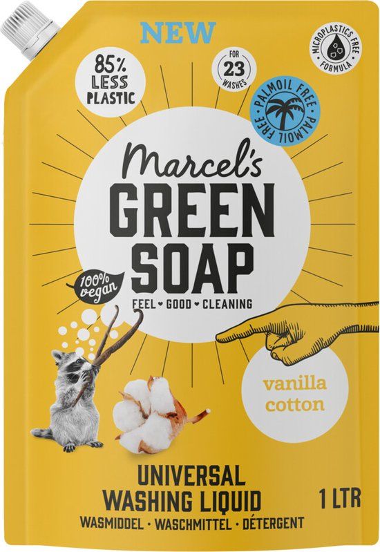 Marcel's Green Soap Wasmiddel Navul Vanille & Katoen 28 Wasbeurten 1 liter