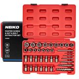 NEIKO 04208A Master Schroef, Moer & Bout Extractor, 36-delige Lug Moer Removal Tool, 3/8 Dr., Diep en ondiep gestripte bout extractor Socket Set, Afgeronde Bout Removal Tool, Moer Remover Socket Set