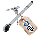 UNITEC Momentsleutel, instelbaar van 40 tot 210 Nm, aandrijving 1/2 inch vierkant, met doppen 17/19 mm en verlenging, zilver