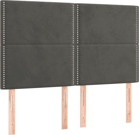 vidaXL Hoofdbord Donkergrijs Fluweel 144x5x118/128 cm