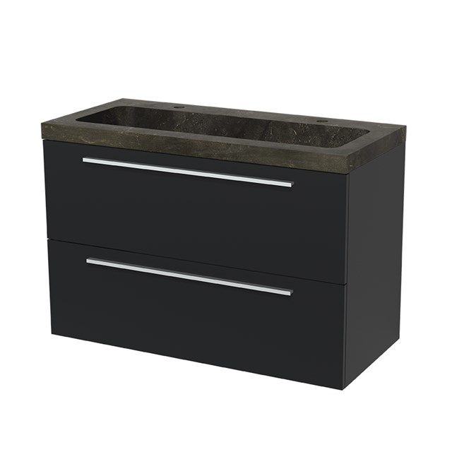 Maxaro Badkamermeubel 100cm Modulo Mat Zwart Blue Stone