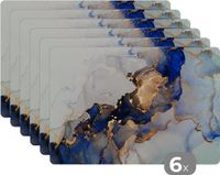 KitchenYeah Placemats - Marble - Blue - Gold - 45x30 cm - Set of 6