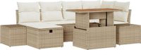 vidaXL Tuinbank Set met Kussen met Opslag 7 pcs Beige Poly Rattan