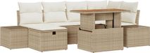 vidaXL Tuinbank Set met Kussen met Opslag 7 pcs Beige Poly Rattan