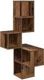 vidaXL - Muur - Hoekplank - Oud - hout - 48 - x - 48 - x - 120 - cm - Bewerkt - hout