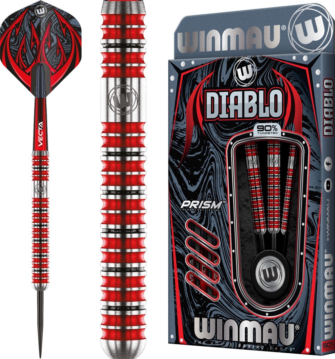 WINMAU - Diablo (Parallel) Steeltip Tungsten Dartpijlen Professioneel - 23g