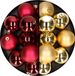 Merkloos / Sans marque Kaemingk B.V. 24x stuks kunststof kerstballen mix van donkerrood en goud 6 cm