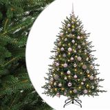vidaXL Sapin de Noël artificiel avec 300 LED blanc chaud et boules de Noël - 240 cm