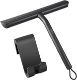 Merkloos Douchewisser met ophanghaak - anti-slip handvat - 1 stuk - zwart - 21 cm