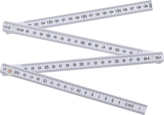 BGS Duimstok - 2 meter - 10 delen - Zilver - Kunststof