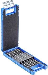 PFERD TOOLS Set de limes diamant, 5 pièces, grain D 126, 150 mm, dans une boîte en plastique incassable, 15816242, pour usage universel dans la construction d'outils, grain 126