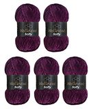 Wollbiene Softy Chenillewol om te haken, breiwol, 500 gram chenillewol, super volumineus grof gehaakte garen (paars 87)