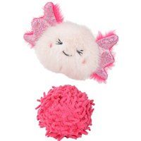 FIT+FUN 2-delige set axolotl & pluchen bal, gevuld met knisperfolie 9 x 15 cm