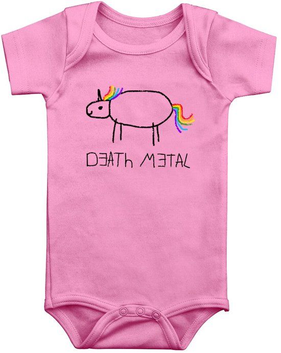 Death Metal Unicorn Kids - Death Metal Body lichtroze Katoen - Maat 86/92