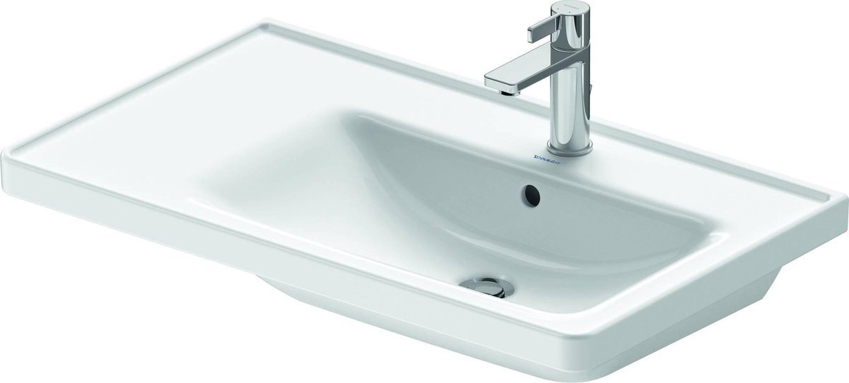 Duravit D-Neo wastafel met 1 kraangat en overloop 80x48x17cm Wit Wondergliss