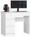 Bureau blanc avec 4 tiroirs et espace de rangement