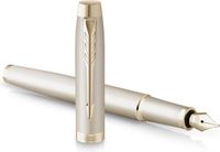 Parker IM Monochrome vulpen | blauwe inkt | champagnekleurige afwerking en details | fijne punt | met geschenkdoos