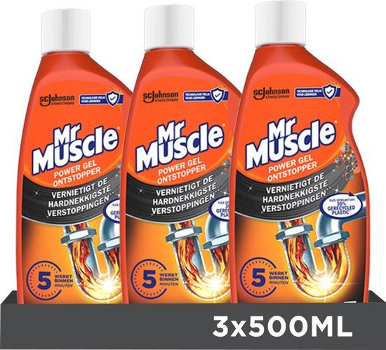 Mr. Muscle Power Gel Ontstopper - 3 x 500 ml - Voordeelverpakking