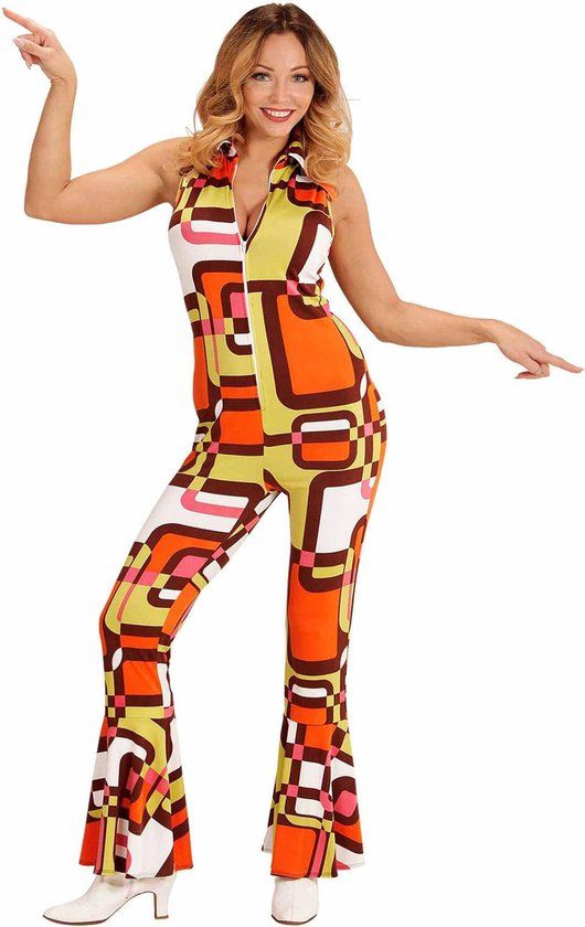 Groovy jaren 70 retro kostuum voor vrouwen - Maat S - Multicolor