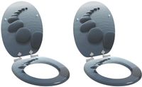 vidaXL Toiletbril - 2 stuks - Grijs - 44 x 38 cm - Bewerkt hout