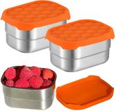 Ibenzoa® Boîte à snacks en acier inoxydable avec couvercle en silicone pour enfants et nourriture pour bébé - 3 pièces