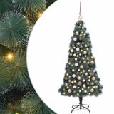 vidaXL Kunstmatige Verlichte Kerstboom met Bal Set Groen 150 cm PET