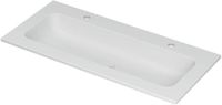 Wastafel INK Aspekt Wastafel Porselein Centraal met 2 Kraangaten - 1000x450x15 mm - Mat Wit