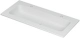 Wastafel INK Aspekt Wastafel Porselein Centraal met 2 Kraangaten - 1000x450x15 mm - Mat Wit